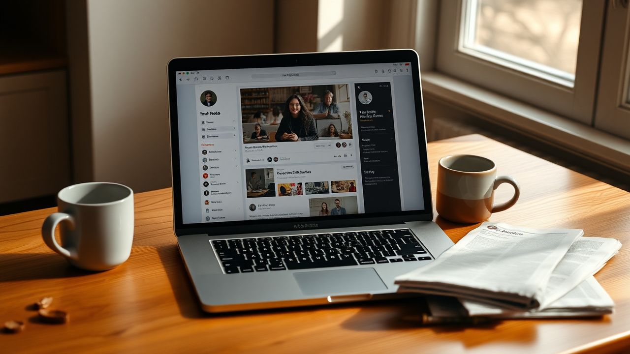 Solo founder reviewing Kairox idea feed on a laptop at a quiet morning desk